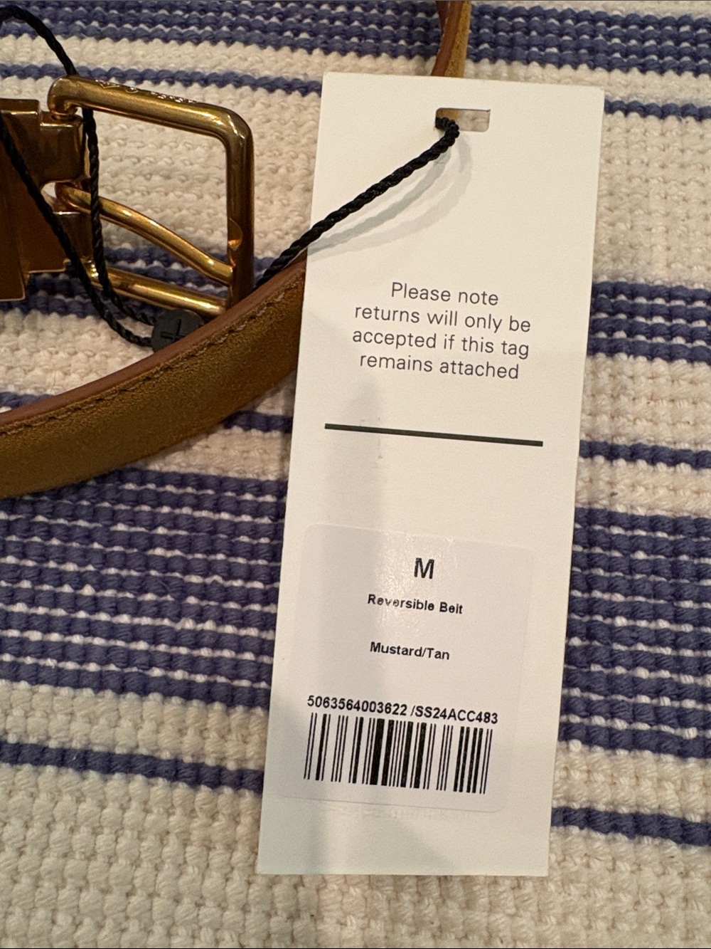 NWT ME+EM Suede Leather Reversible Belt in Mustard Tan Size M - Picture 3 of 9